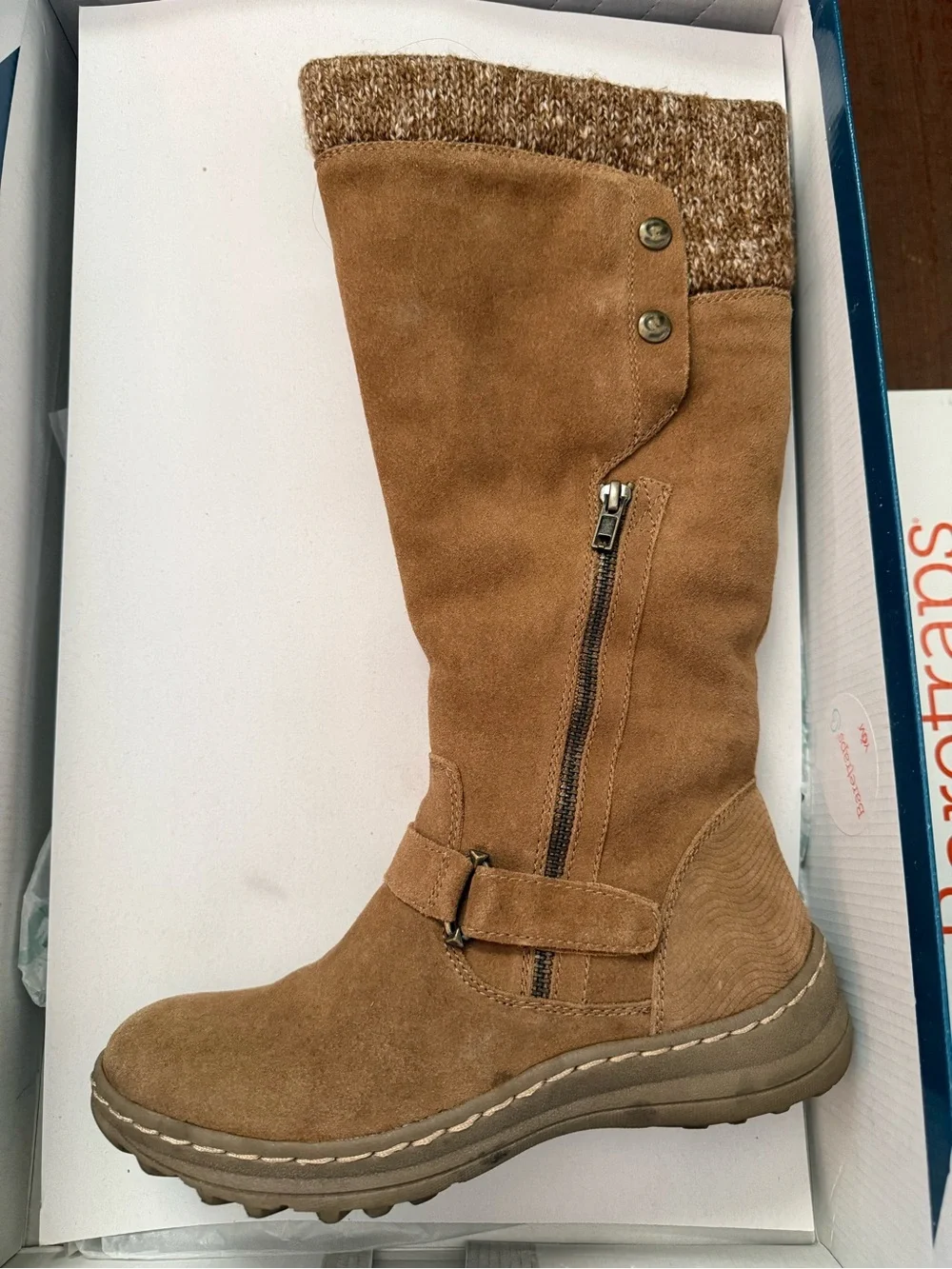 BareTraps Tan Suede Over-the-Knee Boots with Knit Cuff
